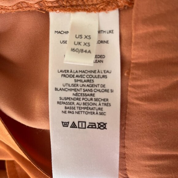 Free People Rust Orange Open Back Satin Top Blouse Tie High Neck XS Extra Small - Picture 13 of 14